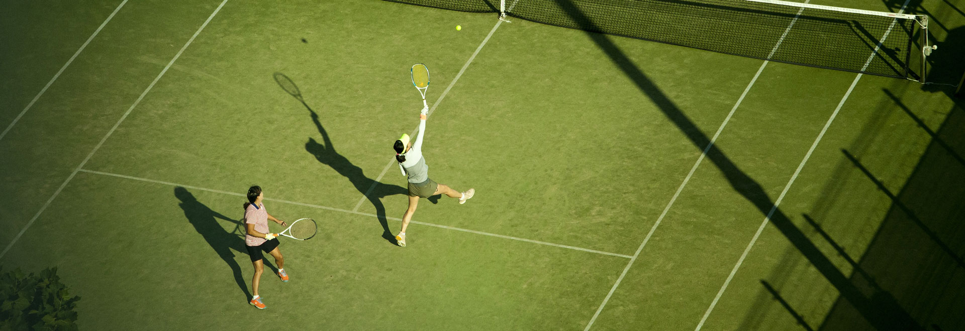 overhead view of women's tennis